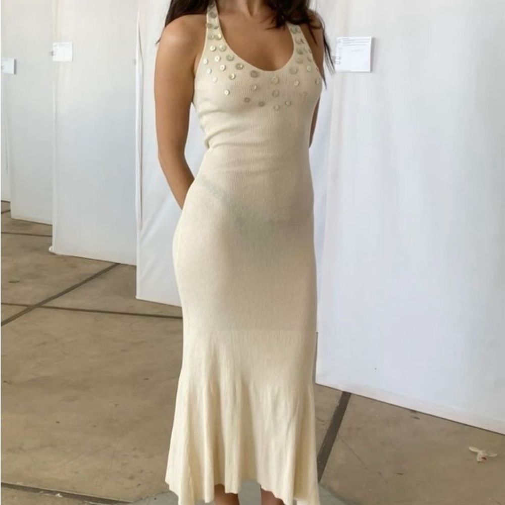 Paloma Wool Beige Tulipe Midi Dress NWT size small - Picture 2 of 13